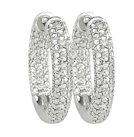 0.06 Ctw Diamond 14k White Gold Round Shape Womens Diamond Earrings