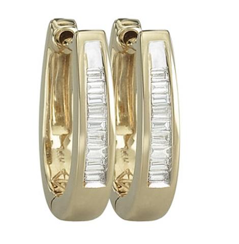 0.14 Ctw Diamond 14k Yellow Gold Tap Baguette Shape Womens Diamond Earrings