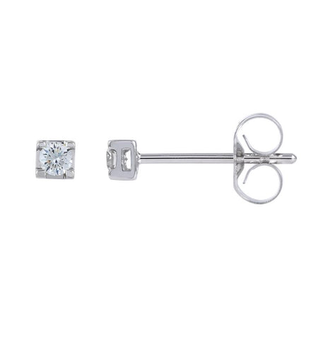 0.1 Ctw Diamond 14k White Gold Round Shape Womens Diamond Earrings