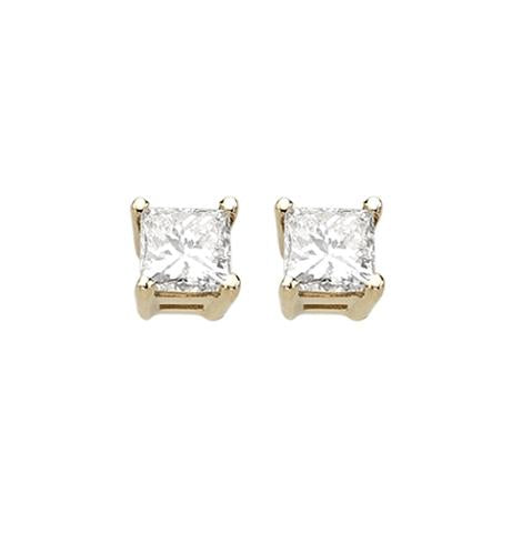 0.5 Ctw Diamond 14k Yellow Gold Princess Shape Womens Diamond Earrings