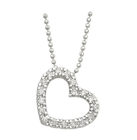 0.2 Ctw Diamond 14k White Gold Round Shape Womens Diamond Necklace Pendant With 16 Inch Chain