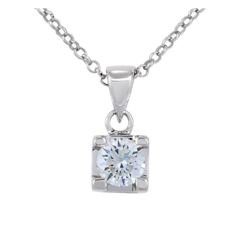 0.18 Ctw Diamond 14k White Gold Round Shape Womens Diamond Necklace Pendant With 16 Inch Chain