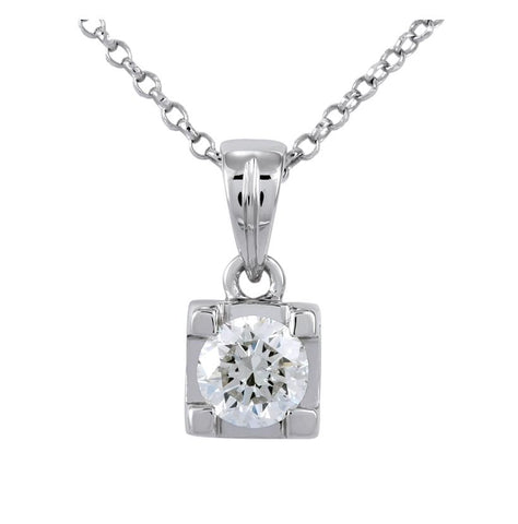 0.25 Ctw Diamond 14k White Gold Round Shape Womens Diamond Necklace Pendant With 16 Inch Chain