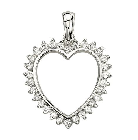 0.74 Ctw Diamond 14k White Gold Round Shape Womens Diamond Necklace Pendant