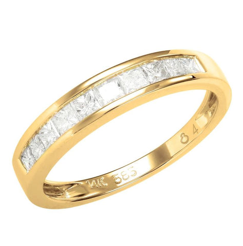 0.49 Ctw Diamond 14k Yellow Gold Princess Shape Womens Wedding Band Ring