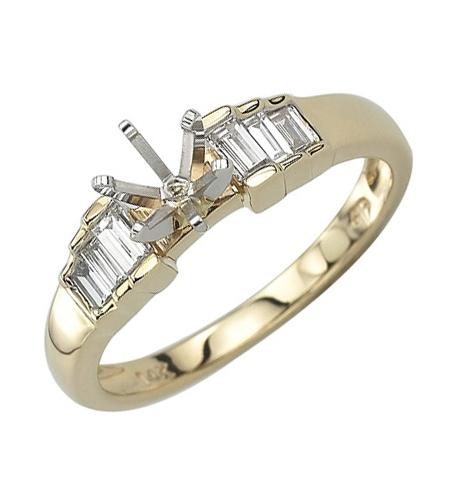 0.24 Ctw Diamond 14k Yellow Gold Baguette Shape Wedding Engagement Ring