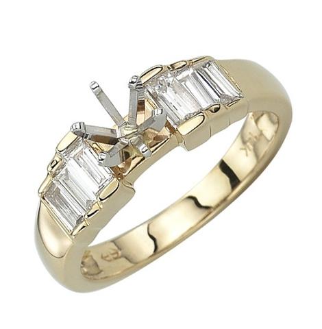 0.49 Ctw Diamond 14k Yellow Gold Baguette Shape Wedding Engagement Ring