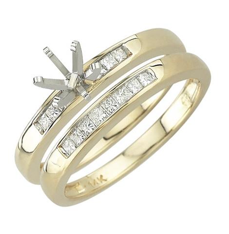 0.24 Ctw Diamond 14k Yellow Gold Princess Shape Wedding Engagement Ring