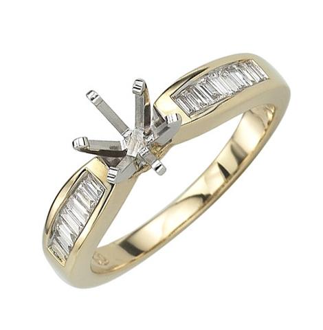 0.29 Ctw Diamond 14k Yellow Gold Tap Baguette Shape Wedding Engagement Ring