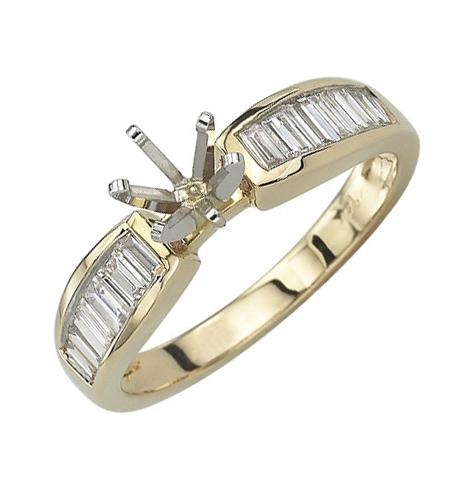 0.5 Ctw Diamond 14k Yellow Gold Tap Baguette Shape Wedding Engagement Ring