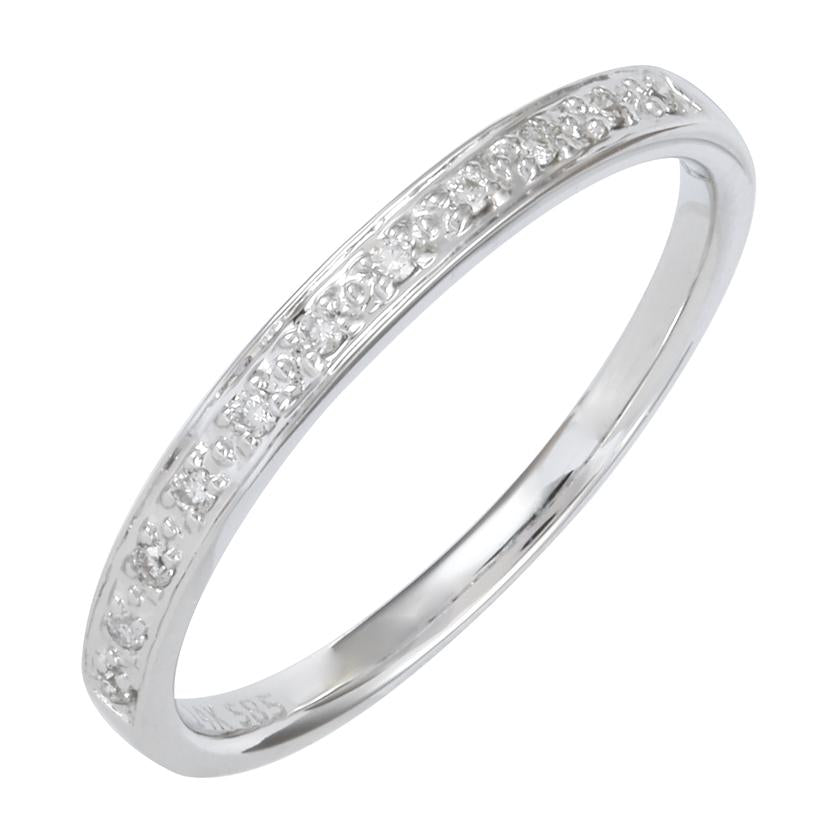 0.06 Ctw Diamond 14k White Gold Round Shape Womens Wedding Band Ring