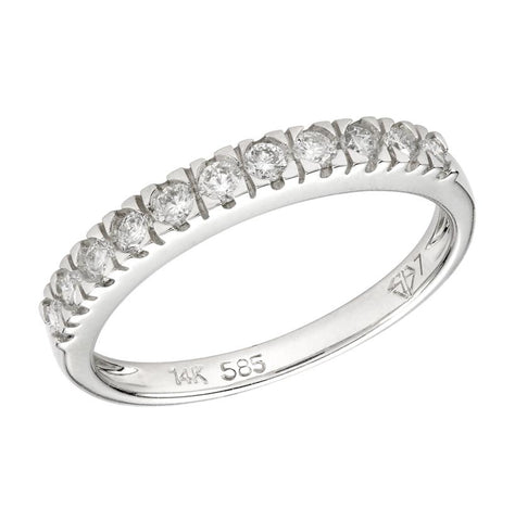 0.23 Ctw Diamond 14k White Gold Round Shape Womens Wedding Band Ring