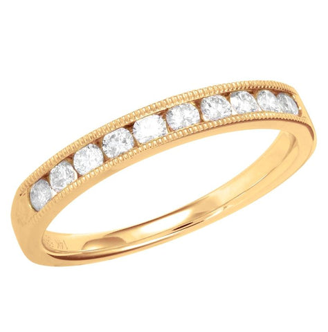 0.24 Ctw Diamond 14k Yellow Gold Round Shape Womens Wedding Band Ring