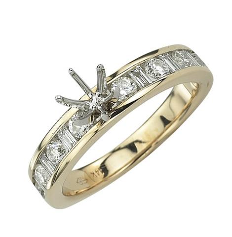 0.74 Ctw Diamond 14k Yellow Gold Baguette Shape Wedding Engagement Ring