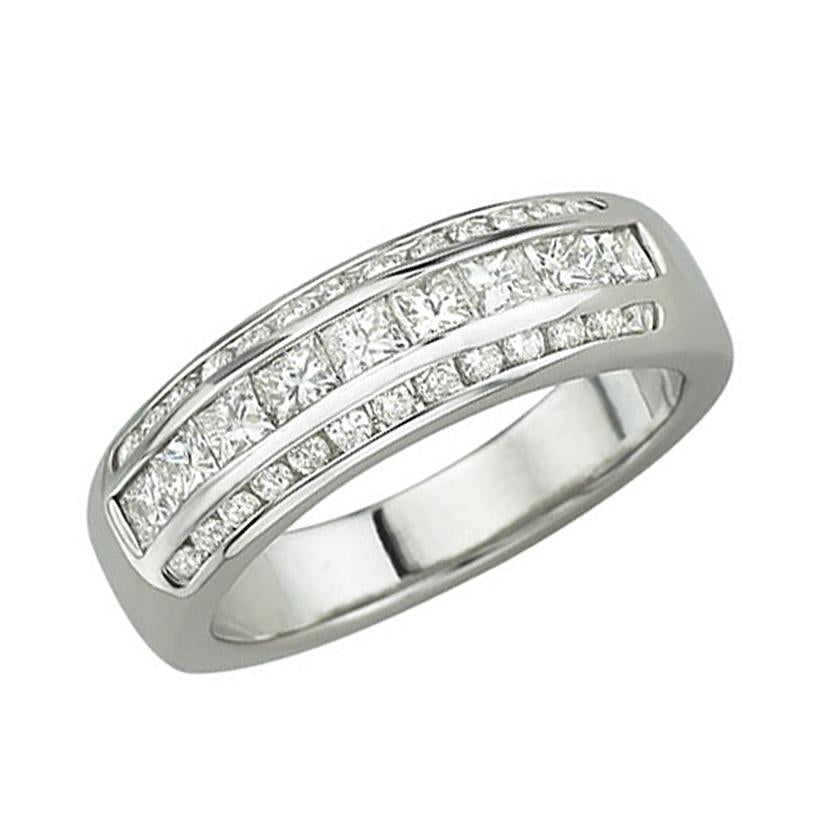 0.99 Ctw Diamond 14k White Gold Round Shape Womens Wedding Band Ring