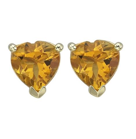 14k Yellow Gold Citrine Heart Shape Womens Gemstone Earrings