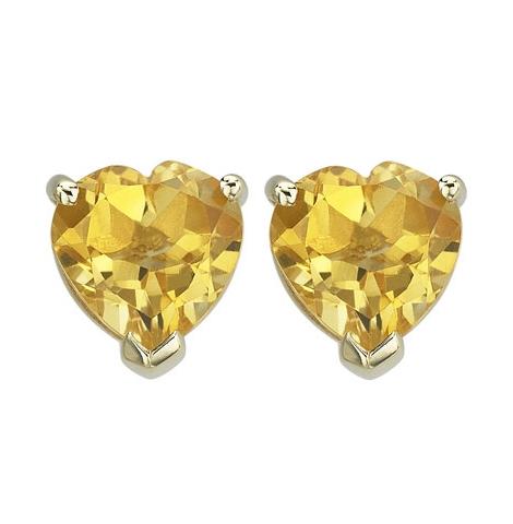 14k Yellow Gold Citrine Heart Shape Womens Gemstone Earrings