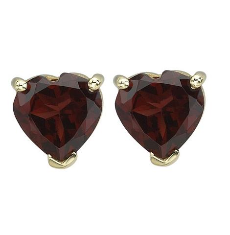 14k Yellow Gold Garnet Heart Shape Womens Gemstone Earrings