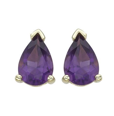 14k Yellow Gold Amethyst Pear Shape Womens Gemstone Earrings