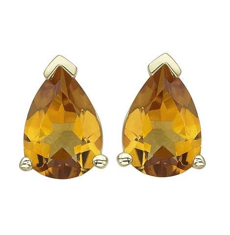 14k Yellow Gold Citrine Pear Shape Womens Gemstone Earrings