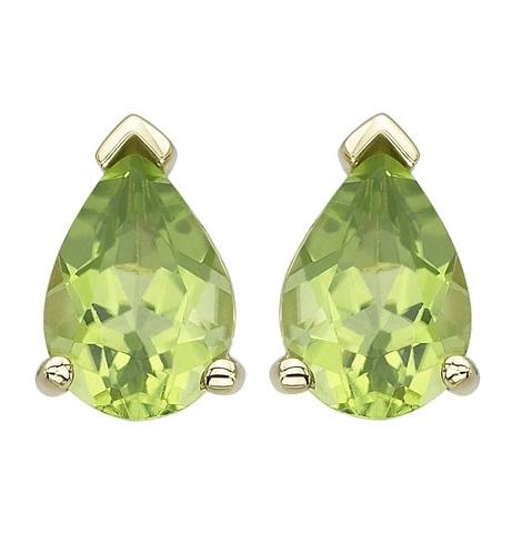 14k Yellow Gold Peridot Pear Shape Womens Gemstone Earrings