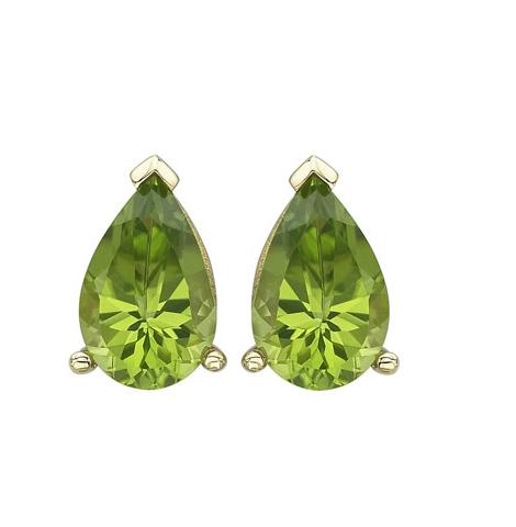 14k Yellow Gold Peridot Pear Shape Womens Gemstone Earrings