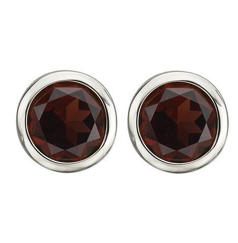 14k White Gold Garnet Round Shape Womens Gemstone Earrings