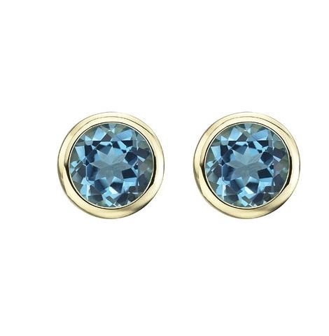 14k Yellow Gold Topaz Round Shape Womens Gemstone Earrings