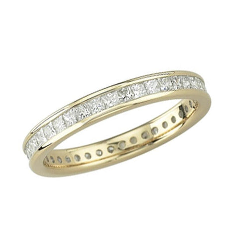 0.99 Ctw Diamond 14k Yellow Gold Princess Shape Womens Wedding Band Ring, Size 6