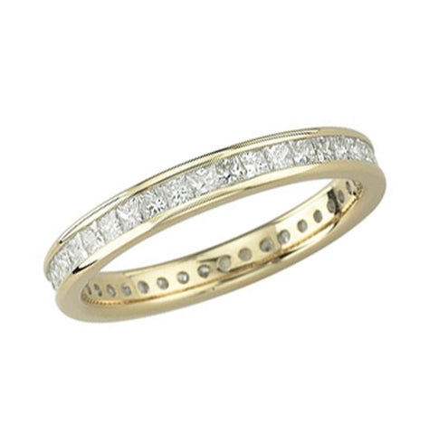 0.99 Ctw Diamond 14k Yellow Gold Princess Shape Womens Wedding Band Ring, Size 7