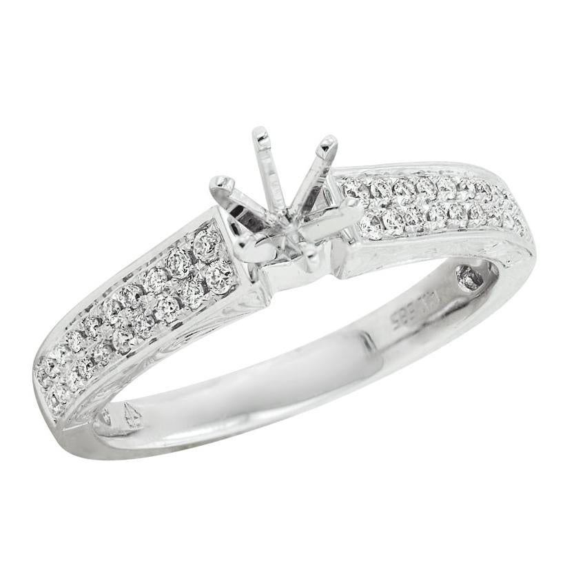 0.19 Ctw Diamond 14k White Gold Round Shape Wedding Engagement Ring