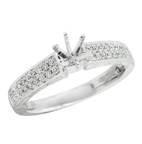 0.19 Ctw Diamond 14k White Gold Round Shape Wedding Engagement Ring