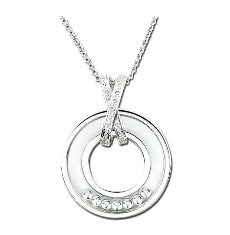 0.08 Ctw Diamond 14k White Gold Round Shape Womens Diamond Necklace Pendant With 16 Inch Chain