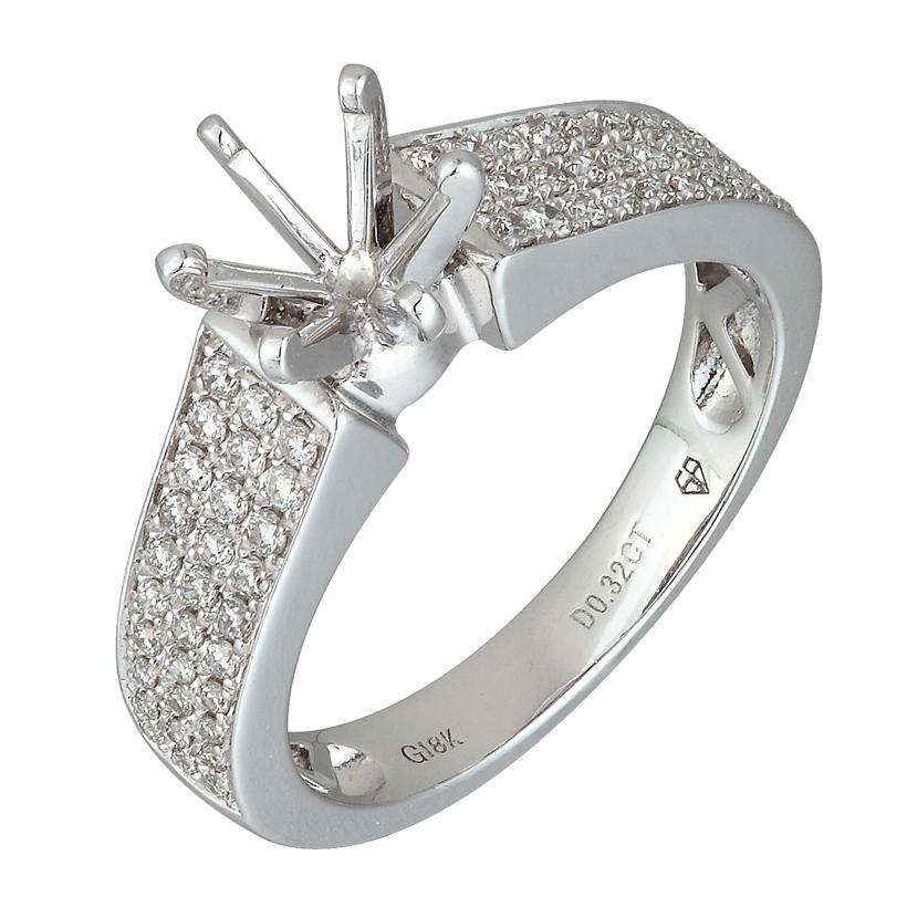 0.32 Ctw Diamond 18k White Gold Round Shape Wedding Engagement Ring