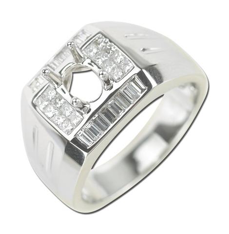 0.77 Ctw Diamond 18k White Gold Baguette Shape Wedding Engagement Ring