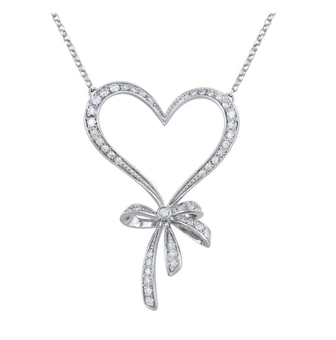 0.22 Ctw Diamond 14k White Gold Round Shape Womens Diamond Necklace Pendant With 16 Inch Chain