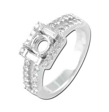 0.59 Ctw Diamond 14k White Gold Round Shape Wedding Engagement Ring