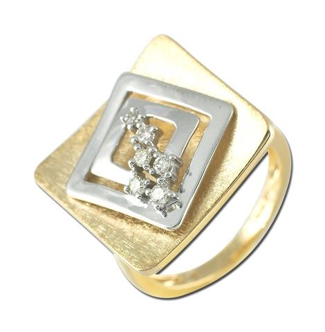 0.14 Ctw Diamond 14k Two Tone Gold Round Shape Womens Diamond Ring