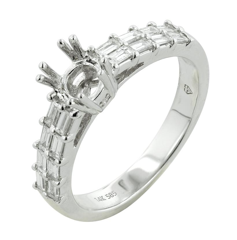 0.43 Ctw Diamond 14k White Gold Tap Baguette Shape Wedding Engagement Ring