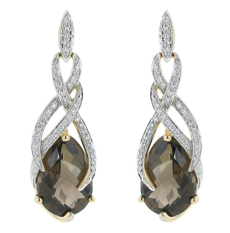 0.48 Ctw Diamond 14k Yellow Gold Topaz Round Shape Womens Gemstone Earrings