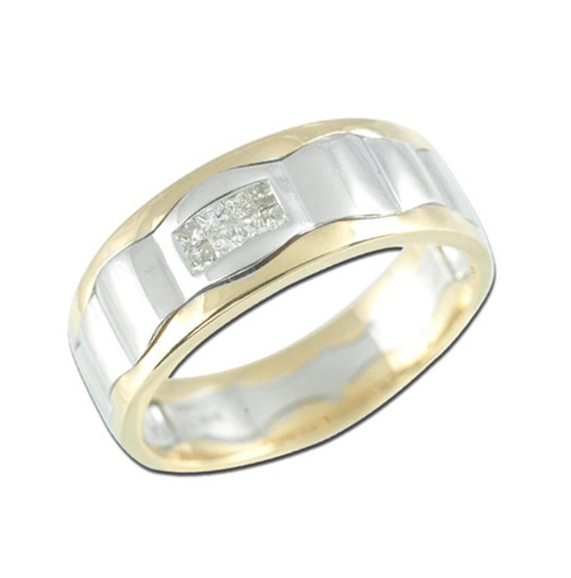 0.23 Ctw Diamond 14k Two Tone Gold Princess Shape Diamond Mens Ring