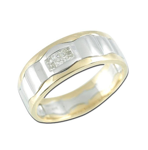 0.23 Ctw Diamond 14k Two Tone Gold Princess Shape Diamond Mens Ring