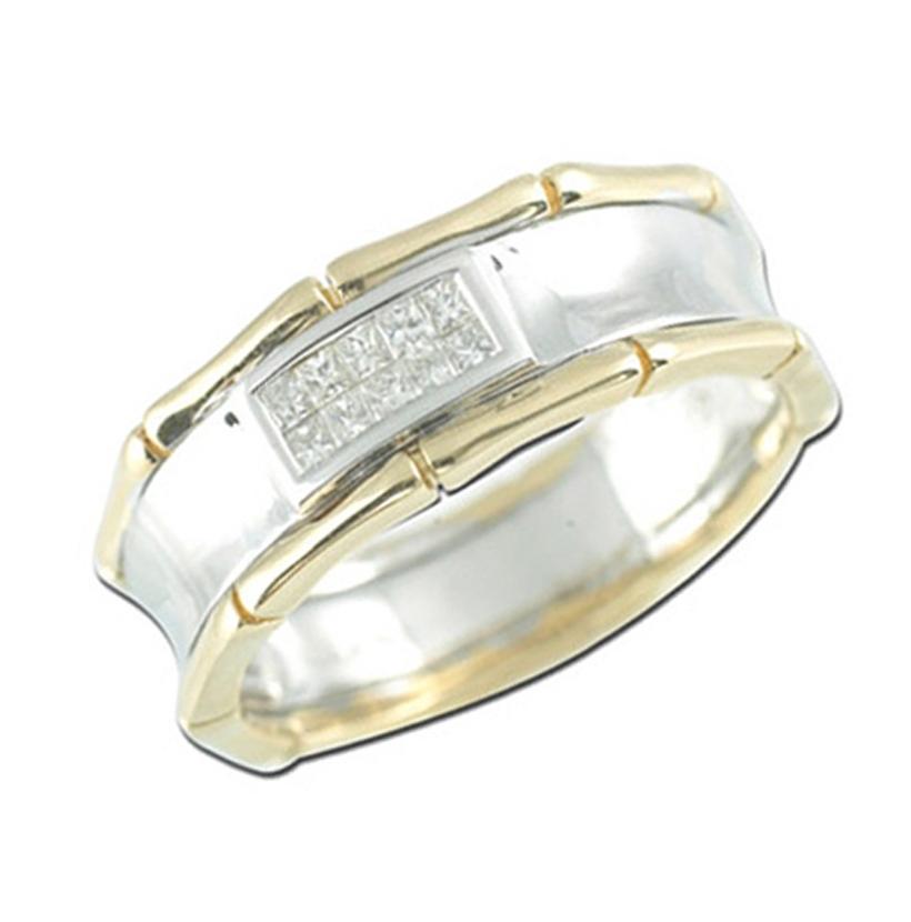 0.27 Ctw Diamond 14k Two Tone Gold Princess Shape Diamond Mens Ring