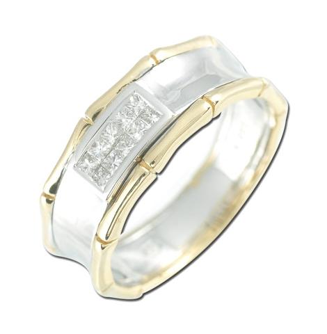 0.23 Ctw Diamond 14k Two Tone Gold Princess Shape Womens Diamond Ring