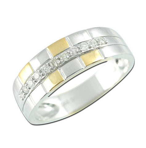 0.3 Ctw Diamond 14k White Gold Round Shape Diamond Mens Ring
