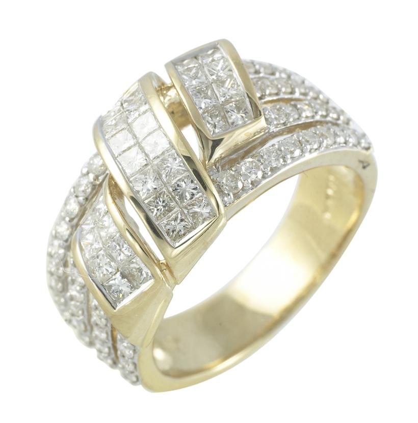 1.53 Ctw Diamond 14k Yellow Gold Princess Round Shape Womens Diamond Ring