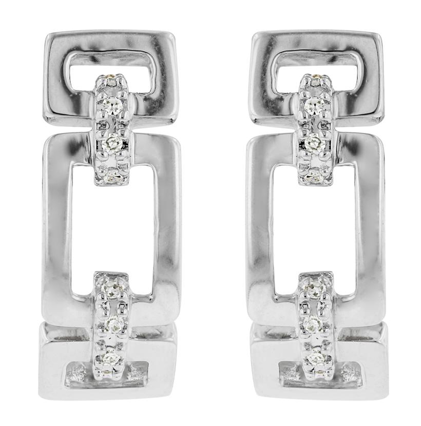 0.05 Ctw Diamond 14k White Gold Round Shape Womens Diamond Earrings