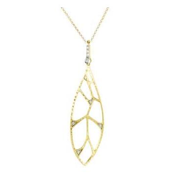 0.04 Ctw Diamond 14k Yellow Gold Round Shape Womens Diamond Necklace Pendant With 16 Inch Chain