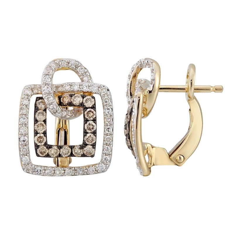 0.67 Ctw Diamond 14k Yellow Gold Round Shape Womens Diamond Earrings