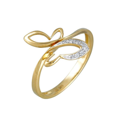 0.03 Ctw Diamond 14k Yellow Gold Round Shape Womens Diamond Ring